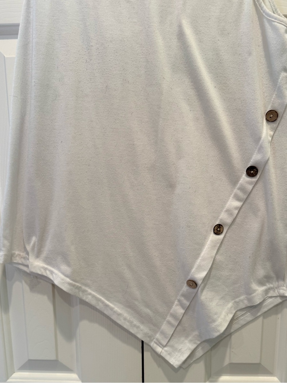 White Sleeveless Tank with Button Accent - Picture 4 of 6